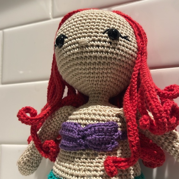Handcrafted Ariel Little Mermaid Doll Crochet Decor Toy Disney Sea Ocean - Picture 7 of 13